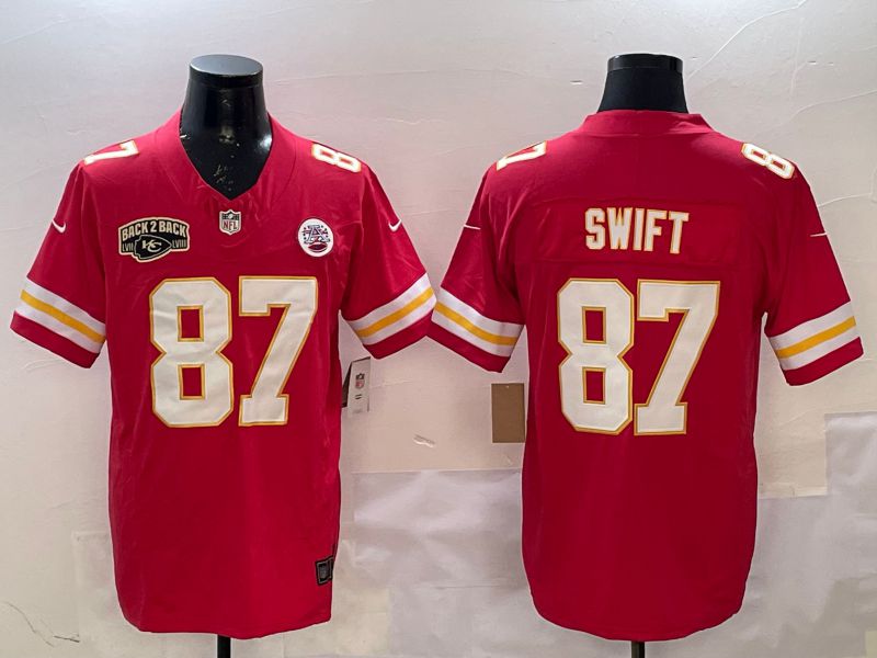 Men Kansas City Chiefs #87 Swift Red Three generations 2025 Nike Vapor Limited NFL Jersey style 5